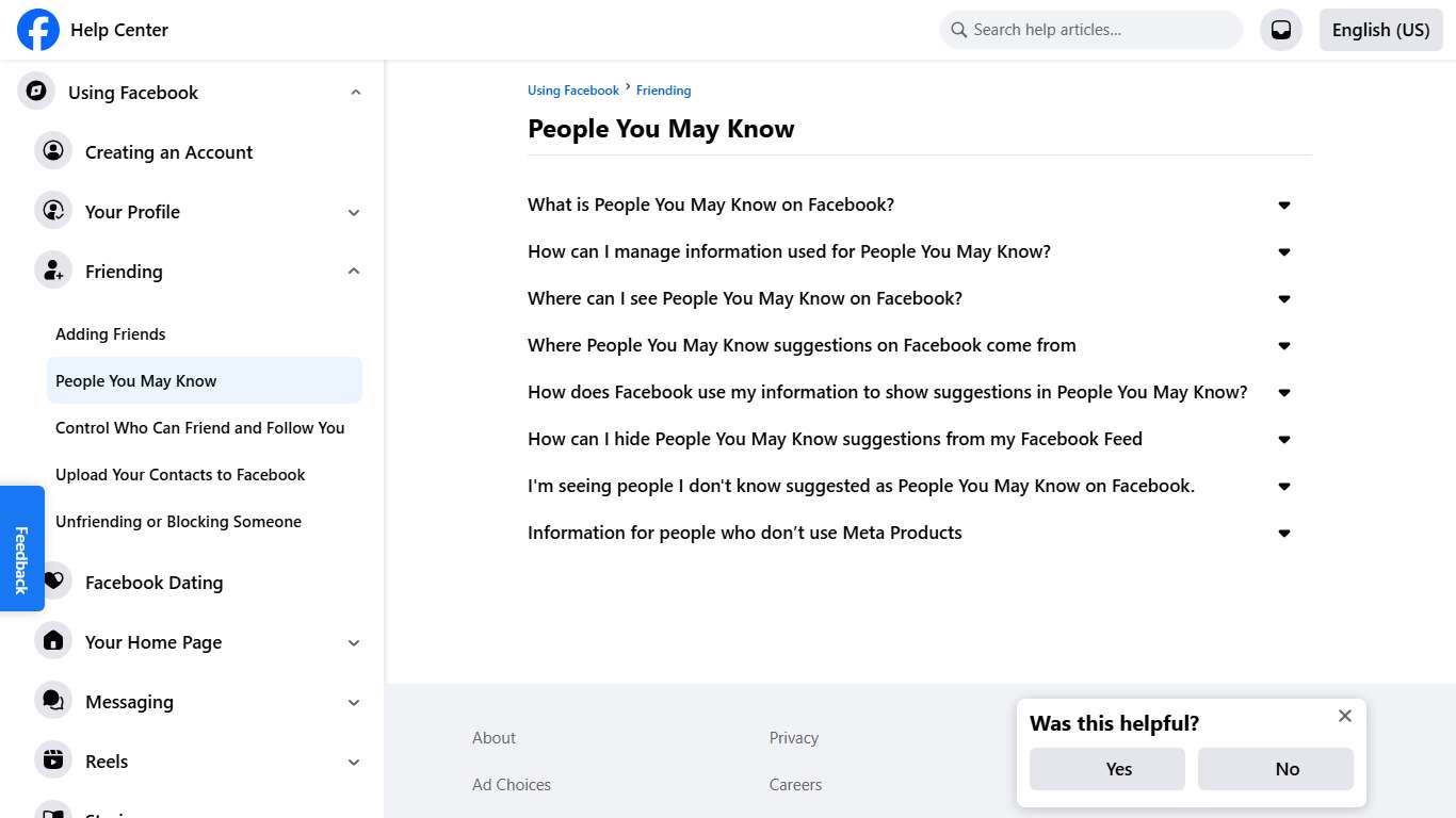 People You May Know | Facebook Help Center
